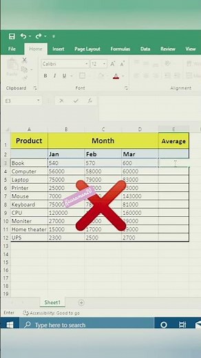 Average Formula in ms excel |excel tips and tricks #subscribemychannel