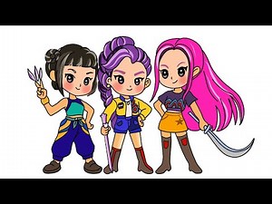 How to draw Huntrix - Rumi, Zoey & Mira from Kpop Demon Hunter - APT & SOLO remix