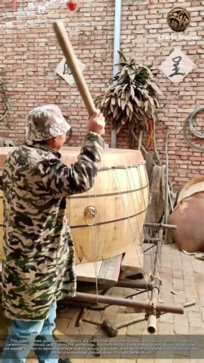 Intangible Cultural Heritage: Handcrafting Giant Cowhide Drums Using a Wedge Technique