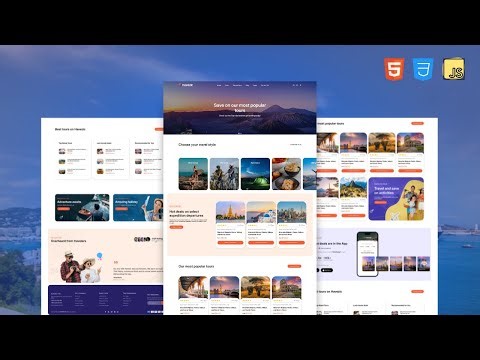 How to Create Responsive Tours and Traveling Website HTML CSS and JavaScript | Step by Step Tutorial