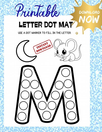 Letter M Dot Marker Page | Learn the Letter M Activity | Preschool Alphabet Worksheet | Fine Motor Practice Printable PDF Instant Download - Etsy