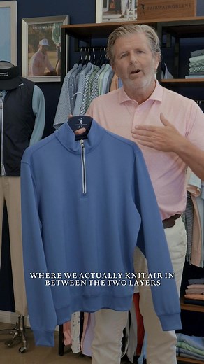 The Caves Quarter Zip Pullover moves with you: crafted from a soft, stretch performance fabric that’s moisture-wicking, breathable, and built for every round. | Fairway & Greene