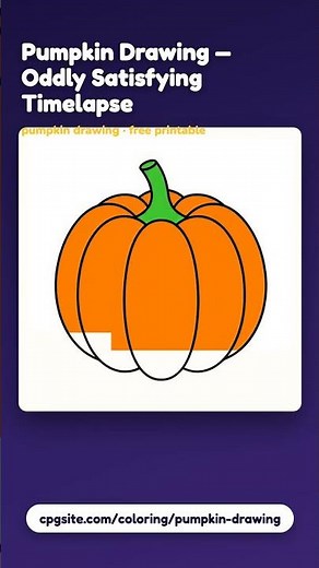 Pumpkin Drawing - Easy Line Art Drawn and Colored (Free Printable)