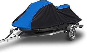 Seal Skin Covers Heavy Duty Jet Ski Cover, Waterproof Marine Grade PWC Cover with UV Protection, Snug Fit for 2-Seater, Compatible with Yamaha, Sea-Doo (Fits 116"-125")