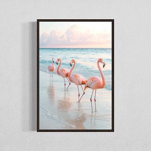 Pink Flamingo Beach Print: Tropical Coastal Decor (digital Download) - Etsy