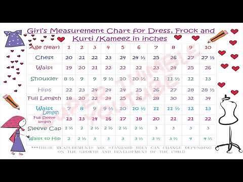 Measurement Chart for Girls (1- 10 year) drafting