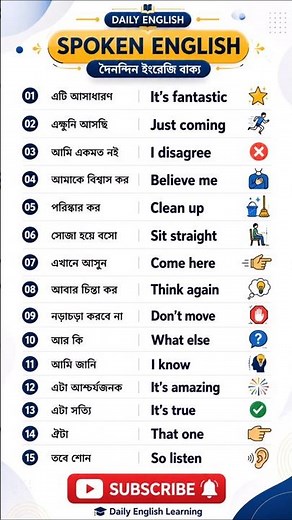প্রতিদিন বলার 15টি জরুরি ইংরেজি বাক্য 🔥 | Daily Spoken English Sentences for Beginners