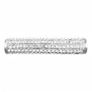 30mm Silver Plated Rhinestone Tube Slider Bead for 3mm Round Leather