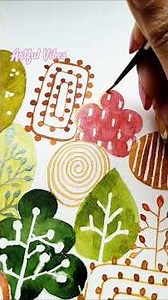 Easy autumn doodles landscape with Watercolor #watercolorforbeginners #artshorts #ytshorts #viralart