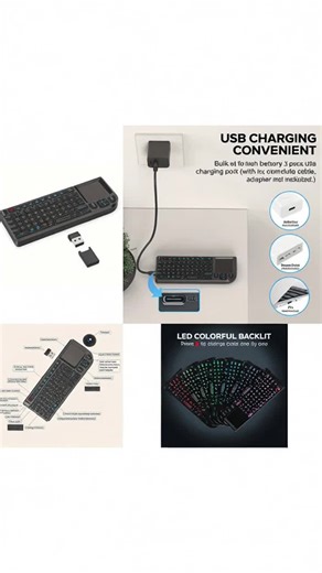 Mini Wireless Keyboard, Portable Rechargeable 2.4G Backlit Keyboard with Touchpad for PC, Mac and Smart TV