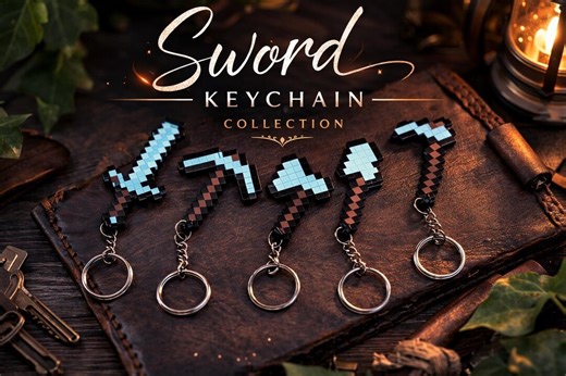 Block Game Pickaxe Keychain STL – 3D Print Pickaxe Keychain – Pixel Tool Keychain File – Instant Download - Etsy Canada