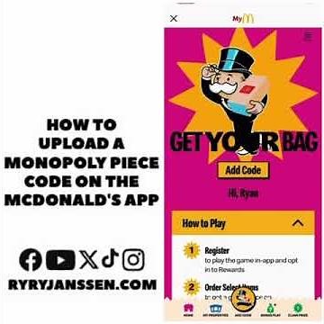How to upload a Monopoly piece code on the McDonald's app