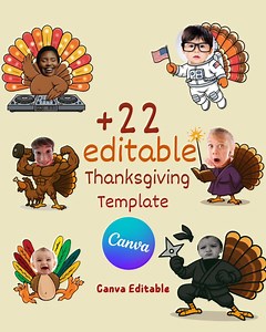 Thanksgiving Add Your Own Face , Turkey Template , DIY Face Insert - Etsy