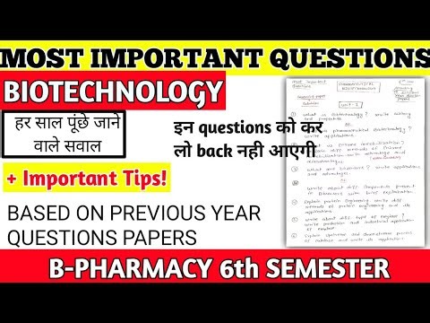 Biotechnology 6th semester important question || Biotechnology important question