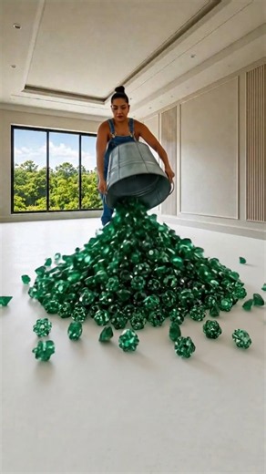 Emerald Gemstone Epoxy Floor with Rich Green Tones 💚💎✨ #epoxyflooring #green