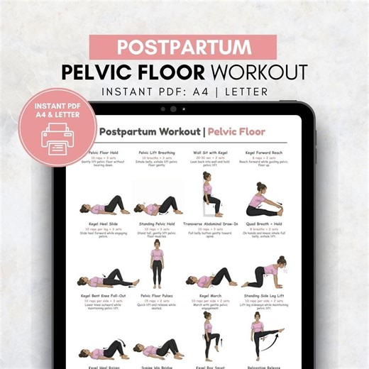 Postpartum Pelvic Floor Workout Printable PDF | Pelvic Floor Exercises | Postpartum Core and Pelvic Exercises | at Home Pelvic Floor Workout - Etsy