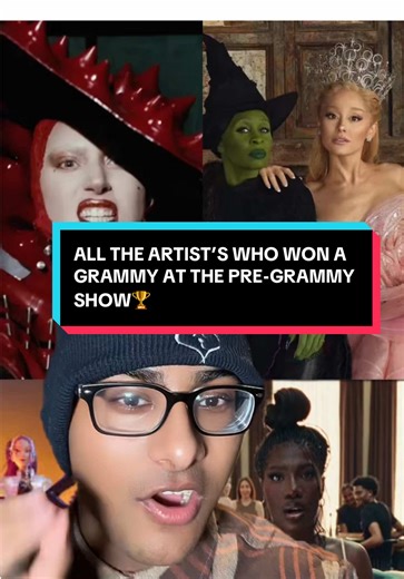 ALL THE ARTIST’S WHO WON A GRAMMY AT THE PRE-GRAMMY SHOW🏆 Winners: Pop Duo/Group Performance: Defying Gravity - Ariana Grande, Cynthia Erivo Dance Pop Recording: Abracadabra - Lady Gaga Remixed Recording: Abracadabra - Lady Gaga, Gesaffelstein Producer Of The Year: CirKut Songwriter Of The Year: Amy Allen Rock Album: NEVER ENOUGH - Turnstile Rock Performance: Changes - YUNGBLUD R&B Song: Folded - Kehlani R&B Performance: Folded - Kehlani Traditional R&B Performance: VIBEZ DON’T LIE - Leon Thoma