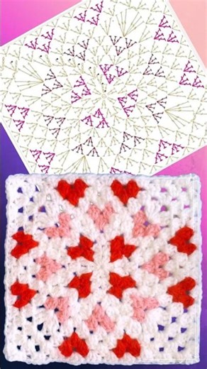 Crochet Heart Square for Valentine's day Blanket, 10 rounds