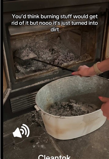 The embers waking up stresses me out #satisfying #cleantok #fireplace #cleaning #contentcreator
