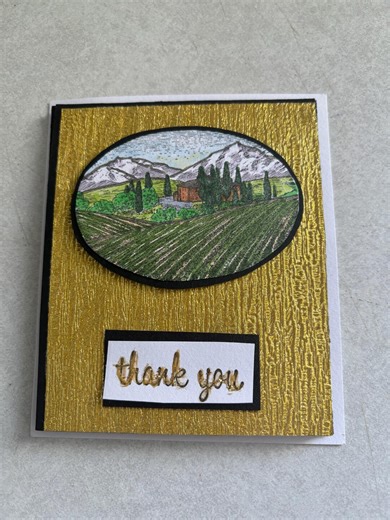 Handmade Wedding Thank You Card Elegant Gold Textured Rustic Landscape Appreciation Card - Etsy