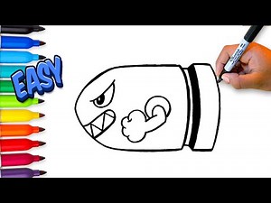 How to Draw Bullet Bill from Super Mario Bros Step by Step | Easy Drawing Tutorial