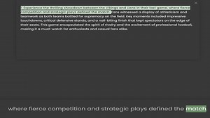 competition and strategic plays defined the match. Fans witnessed a display of athleticism and teamw