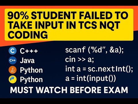 90% Students Failed to Take Input in TCS NQT Coding | One-Liner Array Input in C, C++, Java, Python