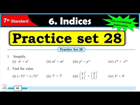 Practice set 28 Class 7 | Chapter 6 Indices | Maths | All question Answers | Maharashtra State Board