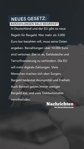 Nachrichten für Deutschlernende - Neues Gesetz: Barzahlungen bald begrenzt #dldh #nachrichten #news