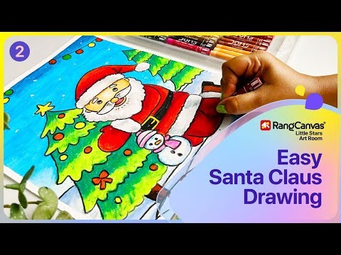 Oil Pastel Easy Santa Claus Drawing for Beginners