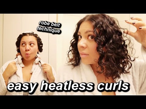 EASY OVERNIGHT HEATLESS CURLS USING A ROBE BELT | FOR ALL HAIR TYPES