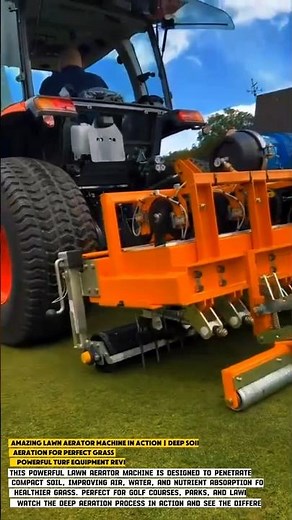 Amazing Lawn Aerator Machine in Action Deep Soil Aeration for Perfect Grass Powerful Turf Equipment.