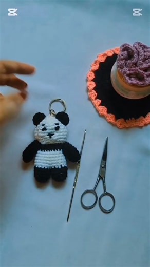little crochet panda |simple stitches for beginners #crochet #viralvideo # panda keychain#shorts