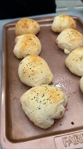 Easy, yummy ham and cheese biscuits Olivia uses pillsbury grands biscuits, string cheese, diced ham, butter, garlic powder and parsley to make a simple, delicious dish. This original video was produced by Network Media LLC and Olivia | Olivia