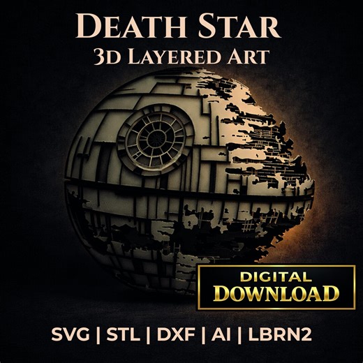 Death Star Laser Cut Files SVG DXF STL | 3D Layered Wall Art | Lightburn LBRN2 | Star Wars Inspired Cnc Laser Design | 3D Print Model - Etsy