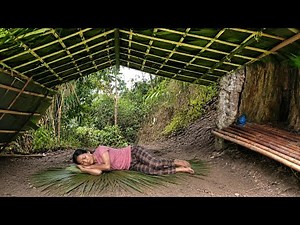 The woman was determined to build the bamboo house herself from start to finish.