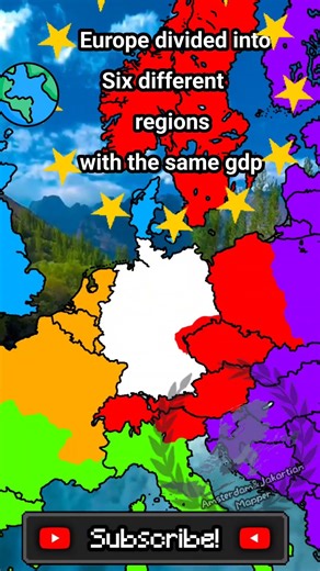 Europe divided into 6 different regions #mapping