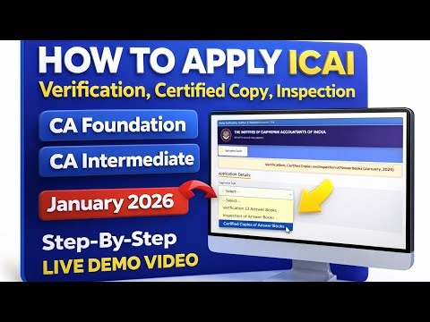 How to Apply ICAI Verification,Certified Copies & Inspection CA foundation & CA Inter January 2026