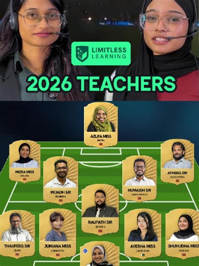 The 2026 Limitless Dream Team has entered the pitch. 😤🏆 We drafted the best in the game so you don't have to stress this season. From the O-Level qualifiers to the A-Level finals, this is the squad that's taking you to the trophy. 🥇📚 Call 3000759 or Viber us at 7313113 to register with us now! #fypp #education #fyp #maldives #learning #maldivestiktok #tuition