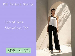 Curved Neck Sleeveless Top PDF Digital Sewing Pattern DIY XL-3XL - Etsy
