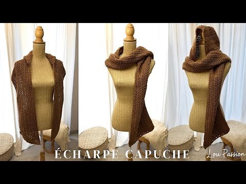 Crochet tutorial: Easy hooded scarf for beginners | Warm and trendy design #loupassion #tutorial