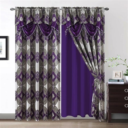 Petrichor Elegant Curtains with Gold Silver Threads 2 Panels Luxury Window Treatment #homedecor