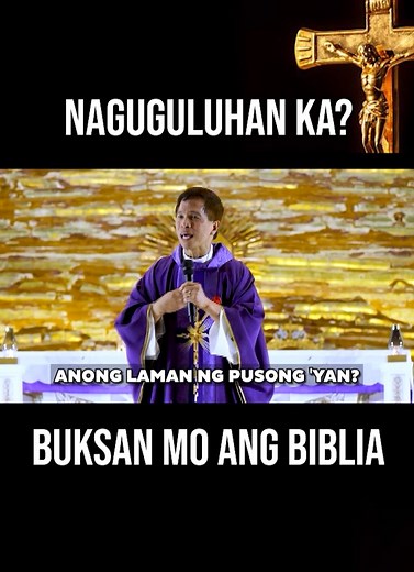 2.3M views · 287K reactions | Naguguluhan ka ba sa mga nangyayari sa buhay mo o sa mga tanong na hindi mo masagot? Huwag mag-alala, may sagot sa lahat ng ito. Buksan mo ang Biblia, at makikita mo ang gabay at liwanag na magpapa-klaro sa iyong mga kaisipan. Maraming mga kasagutan sa mga pag-aalinlangan, at ang mga salita ng Diyos ay laging nariyan upang magbigay ng pag-asa at gabay. | Rev. Fr. Joseph Fidel Roura | Facebook