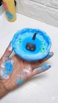 DIY mini pond making with clay 🐈‍⬛🩷#shorts #clay #vairal #tranding #craft