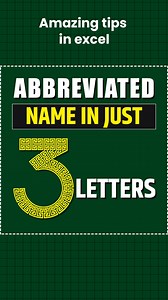 Abbreviated Name in 3 letters in excel #excel #exceltips #exceltricks #viralreels #viral #microsoftexcel #advancedexcel #explore #msexcel #advancedexcenewfunction #finance #accounts #corporate | Ather Naqvi