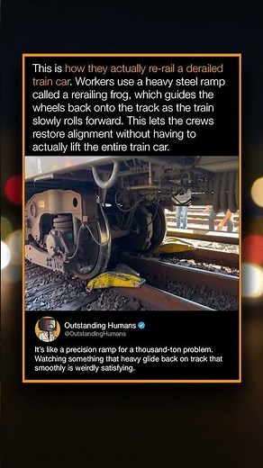 This is how they actually re-rail a derailed train car.