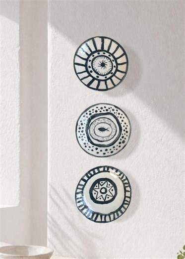 Blue & White Ceramic Plates – Handmade Coastal Wall Art - Mediterranean and Scandinavian Home Decor - Etsy