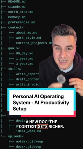 Build a personal AI operating system that gets smarter every time you use it 🗂️ Anthropic just dropped Cowork and updated Claude Code — both now work directly with your local files. Here's what that means for your AI productivity: → Set up folders organized by how you actually work → AI remembers your context and compounds every session → Add a skills folder to automate repetitive tasks with your own SOPs → No terminal needed if you use Cowork Most people are still starting from scratch every c