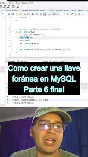 Como crear llave foranea entre 2 tablas parte 6 #basededatos #programacion #database #curso