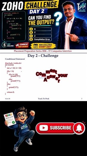 Can You Find the Output? 😱 | 🔥 ZOHO Challenge Day 2 #tracktopeak #zohoplacement #zoho